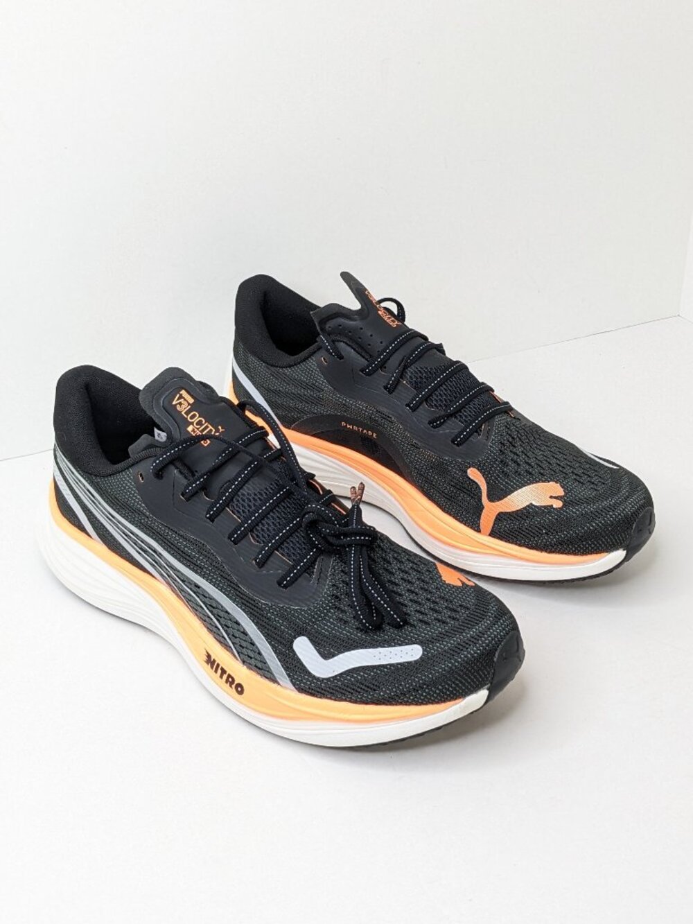 Puma Velocity Nitro 3 Running Shoes Black Orange Men's 10.5